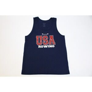 Men's Navy Blue USA Rowing Tank Top Shirt Size Medium 100% Polyester